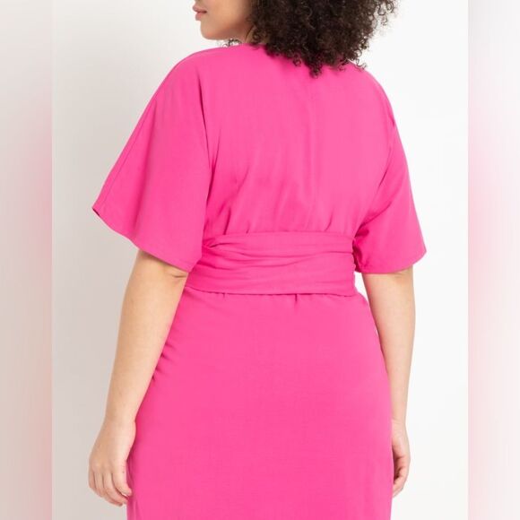 ELOQUII Liberty Cross Front Dress in Pink 24 NWT - Picture 3 of 10